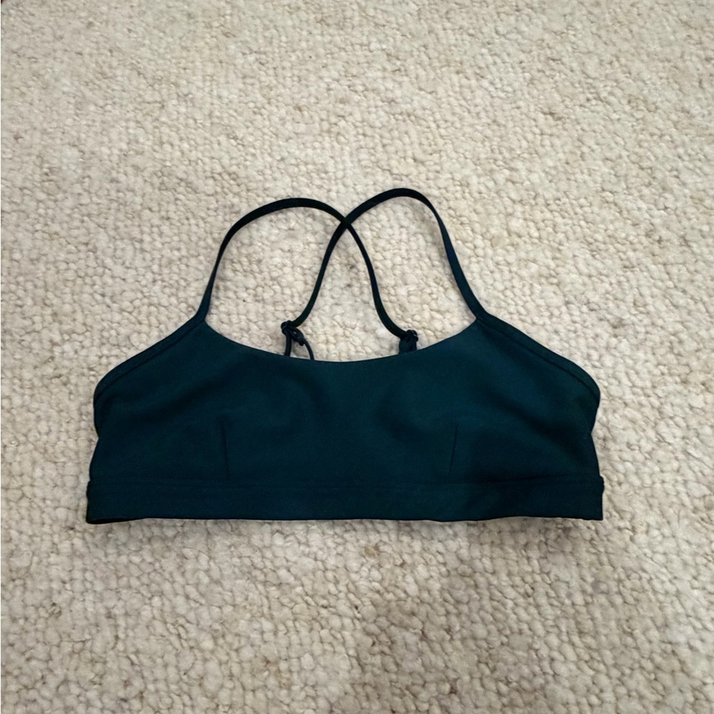 ALO Yoga Dark Green Strappy Sports Bra